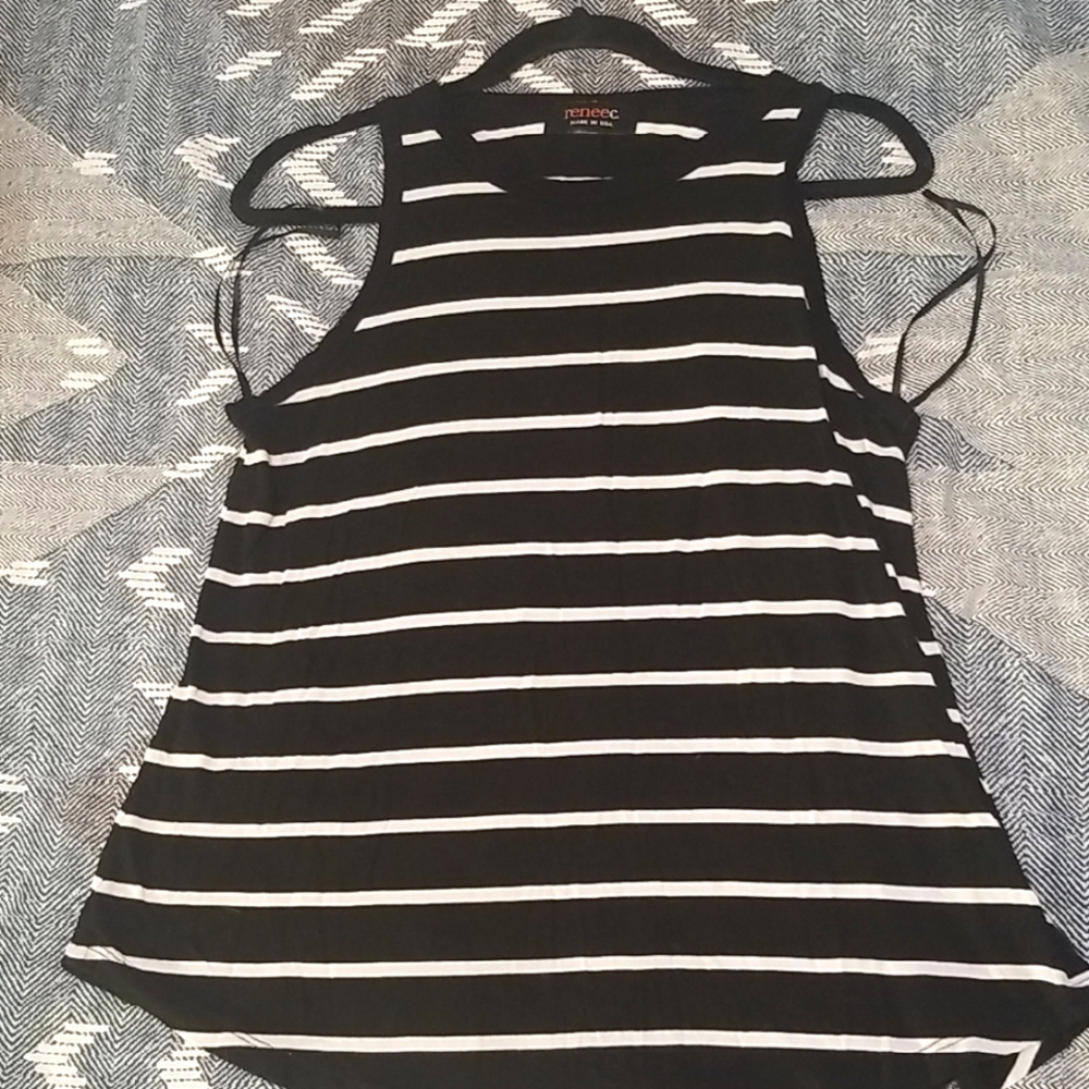 reneec Brand, Super Soft Black and White Striped Tank Top